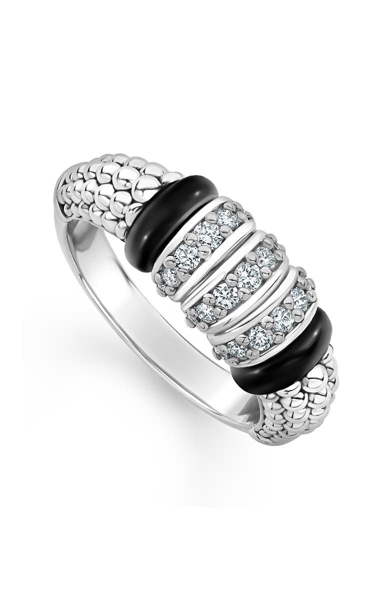 LAGOS Black Caviar Diamond Ring, Main, color, Silver