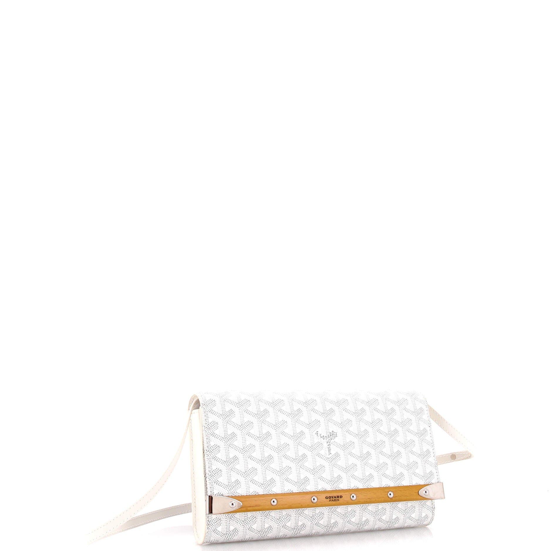 Pre-Owned Goyard Monte Carlo Clutch with Strap Coated Canvas PM, Alternate, color, White