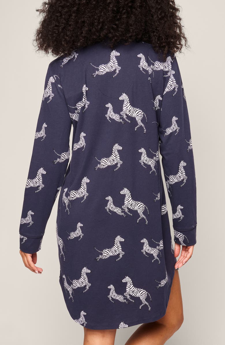 Petite Plume Zebre de Nui Pima Cotton Nightgown, Alternate, color, Navy
