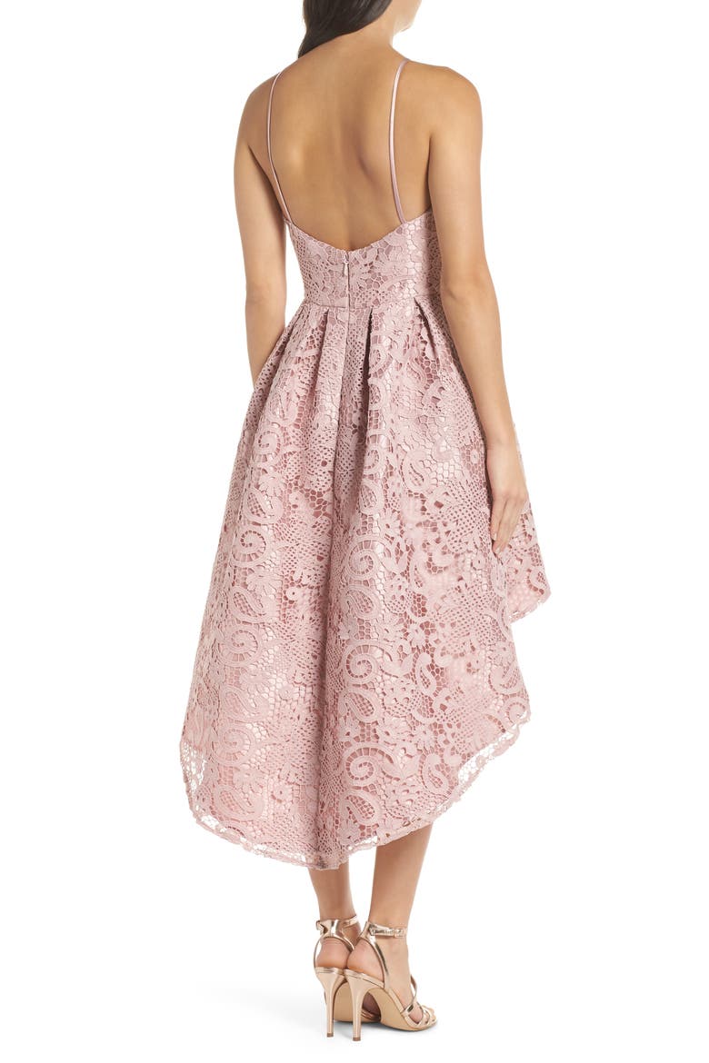 Lace Dip High/Low Dress, Alternate, color, MINK