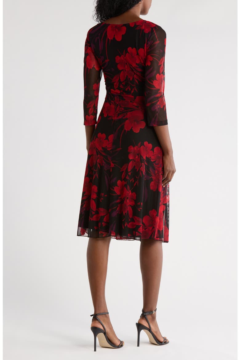 Waist Tie Mesh Dress, Alternate, color, RUBY