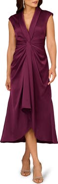 Aidan Mattox Crepe Back Satin Midi Dress
