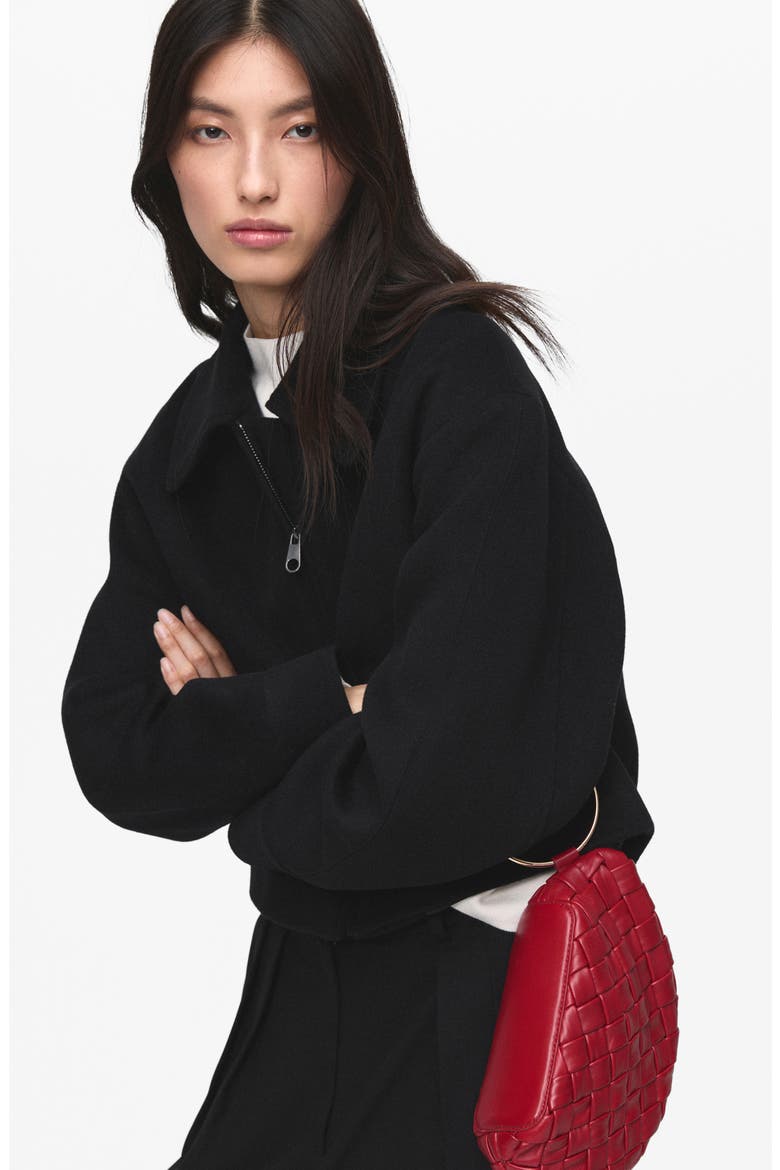 Wool Blend Crop Jacket, Alternate, color, BLACK