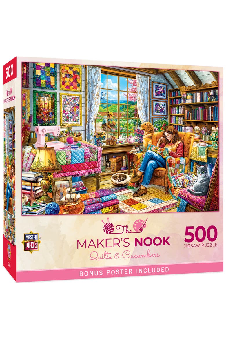 Quilts & Cucumbers 500 Piece Puzzle, Main, color, Multicolor