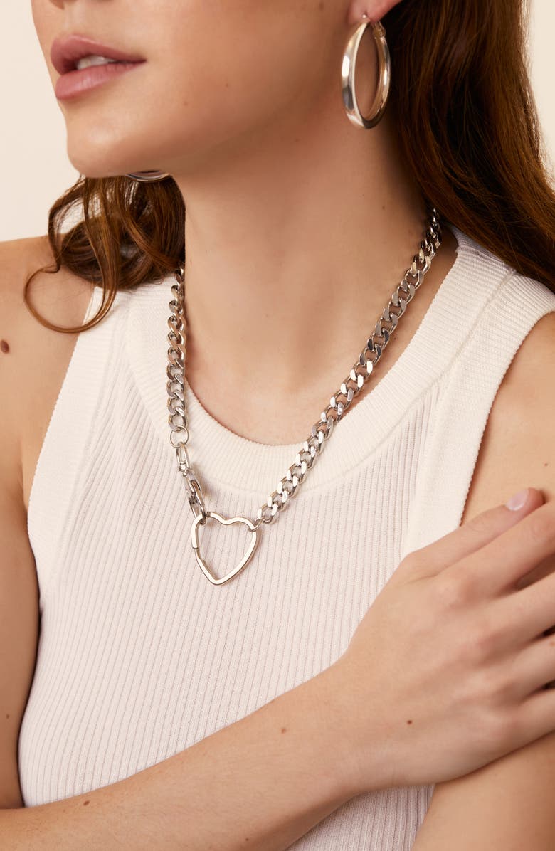 Petit Moments Jena Heart Pendant Curb Chain Necklace, Alternate, color, 