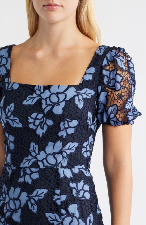 Sam Edelman Denim Embroidery Midi Dress In Blue