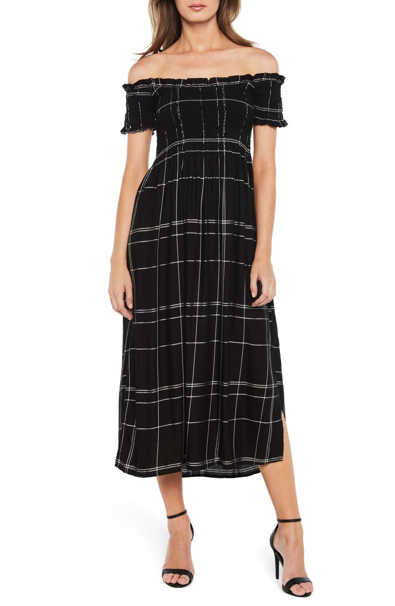 Bardot Cindy Off the Shoulder Dress, Main, color, 