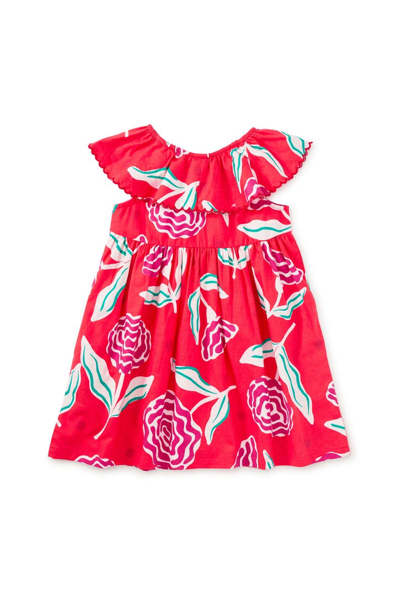 Flutter Sleeve Woven Dress, Alternate, color, Flamenco Carnation
