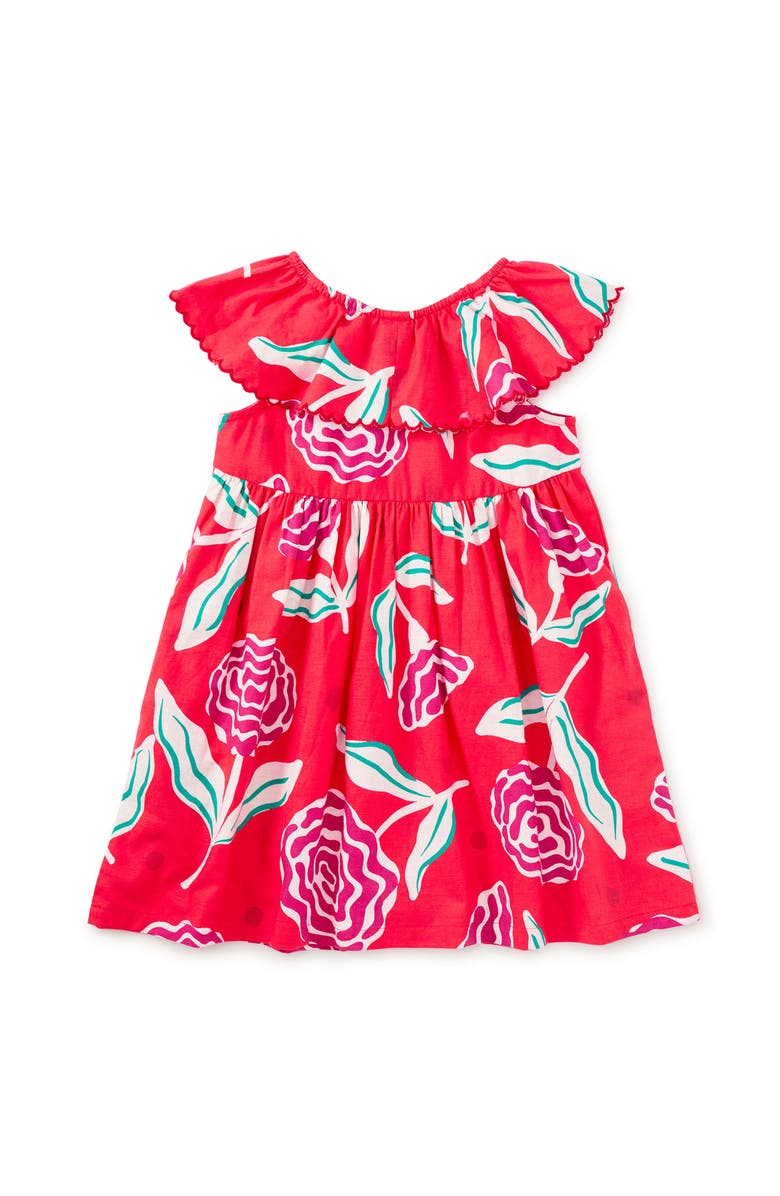 Tea Collection Flutter Sleeve Woven Dress, Alternate, color, Flamenco Carnation
