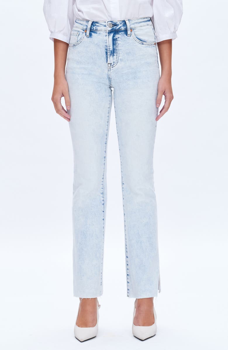 Bayeas High Waist Raw Hem Side Slit Bootcut Jeans, Main, color, Light Blue
