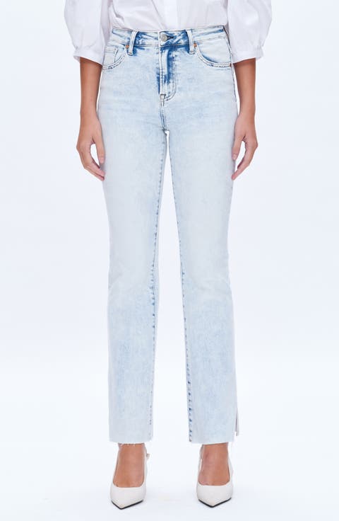 High Waist Raw Hem Side Slit Bootcut Jeans