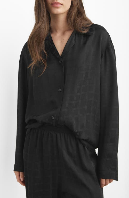 Mango Check Pajama Top In Black