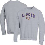 Champion Men's Champion Heather Gray LSU Tigers Arch Over Logo Pullover Sweatshirt