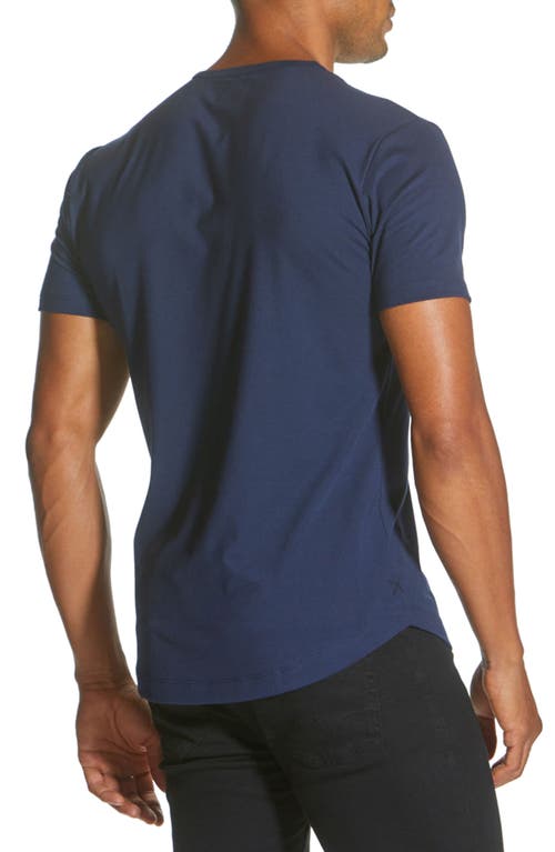 Cuts Ao Curved Hem Short Sleeve Henley In Blue