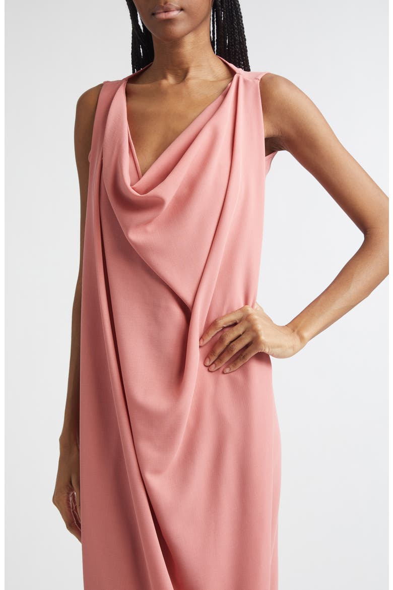 Cowl Virgin Wool Crepe Midi Dress, Alternate, color, GUAVA