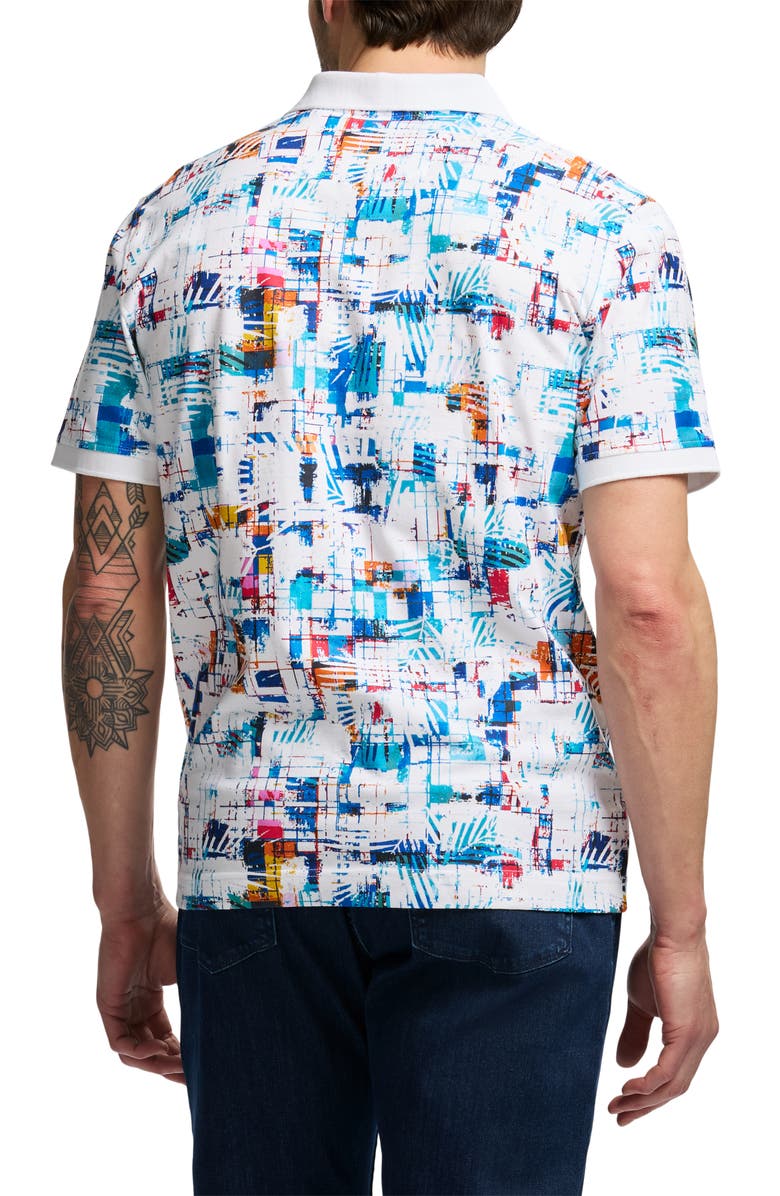 Robert Graham Hawkhurst Cotton Knit Polo, Alternate, color, Multi White