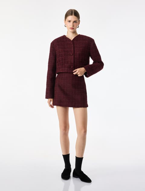 Tweed Plaid A-Line Mini Skirt