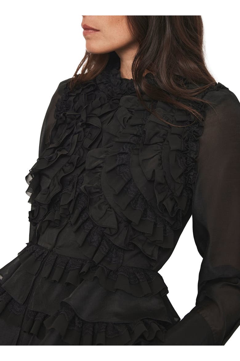 Ruffle Detail Blouse, Alternate, color, Black