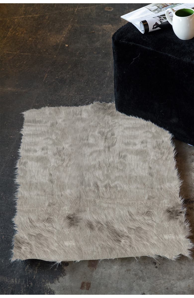 LUXE Faux Fur Hudson Rectangular Rug - 2ft x 3ft - Grey, Alternate, color,
