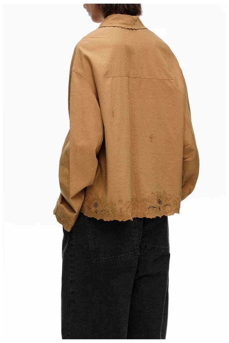Embroidered Cotton-Linen Jacket, Alternate, color, CAMEL