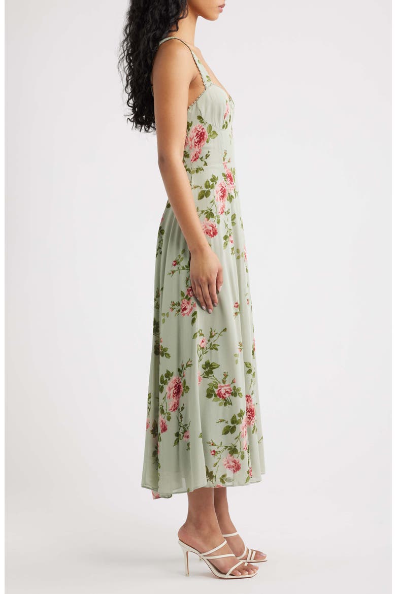 Lela Floral Print Midi Dress, Alternate, color, CHORUS