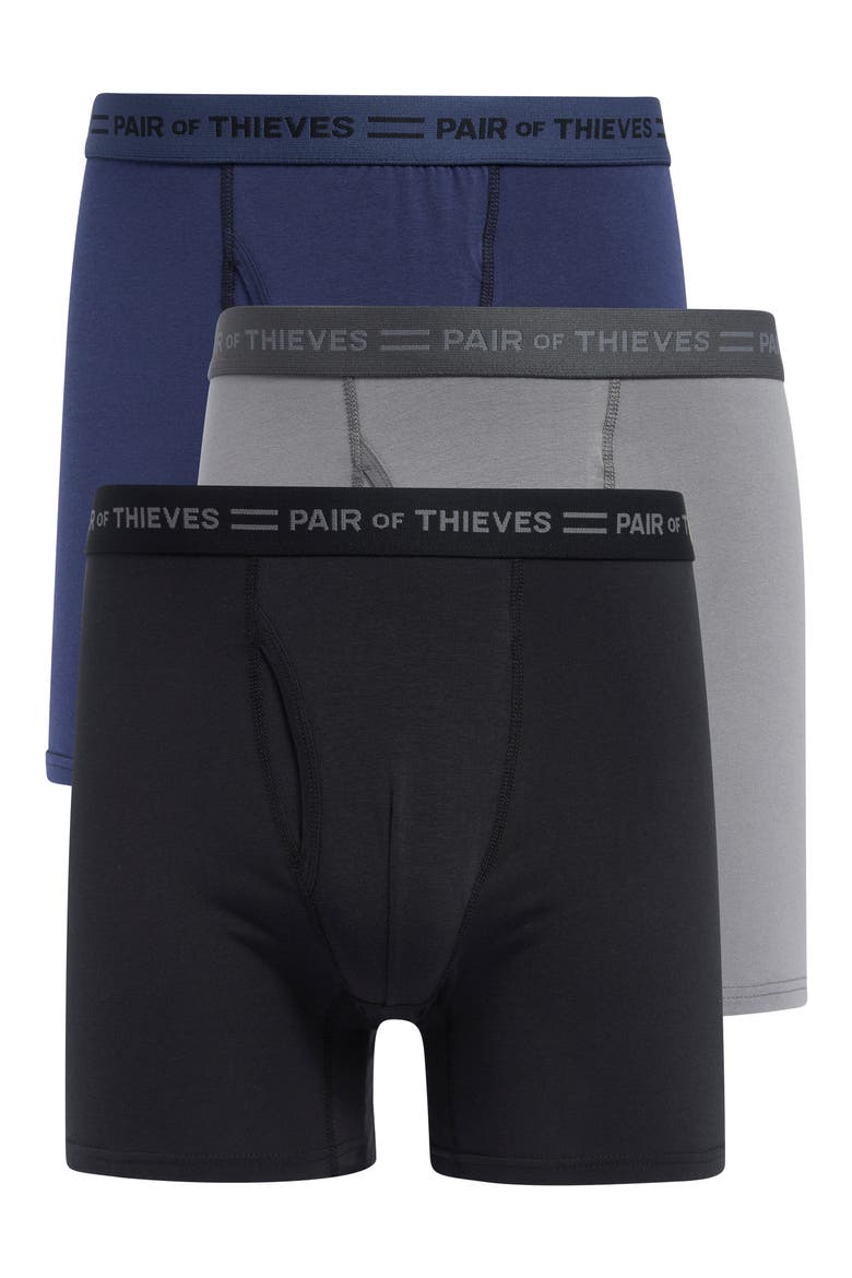 3-Pack Cotton Boxer Briefs, Main, color, GREYBLACK