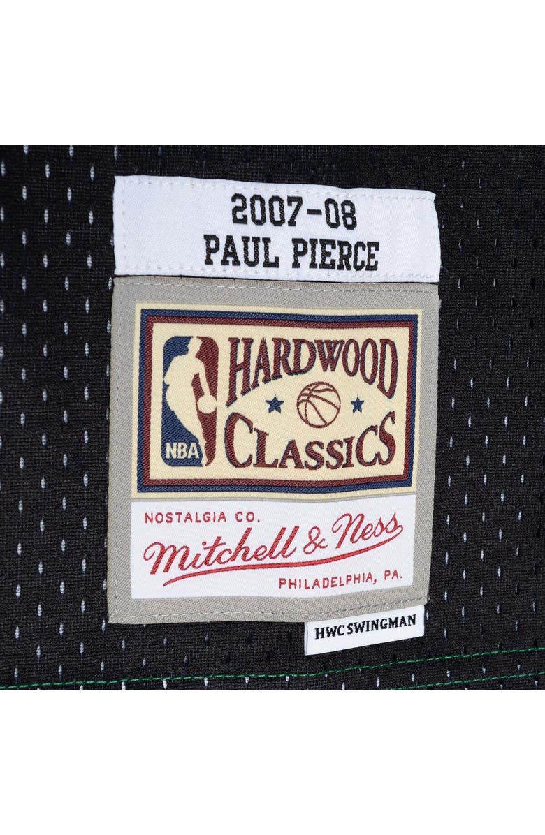 Mitchell & Ness Men's Mitchell & Ness Paul Pierce Black/Kelly Green Boston Celtics Hardwood Classics 2007/08 Split Swingman Jersey, Alternate, color, 