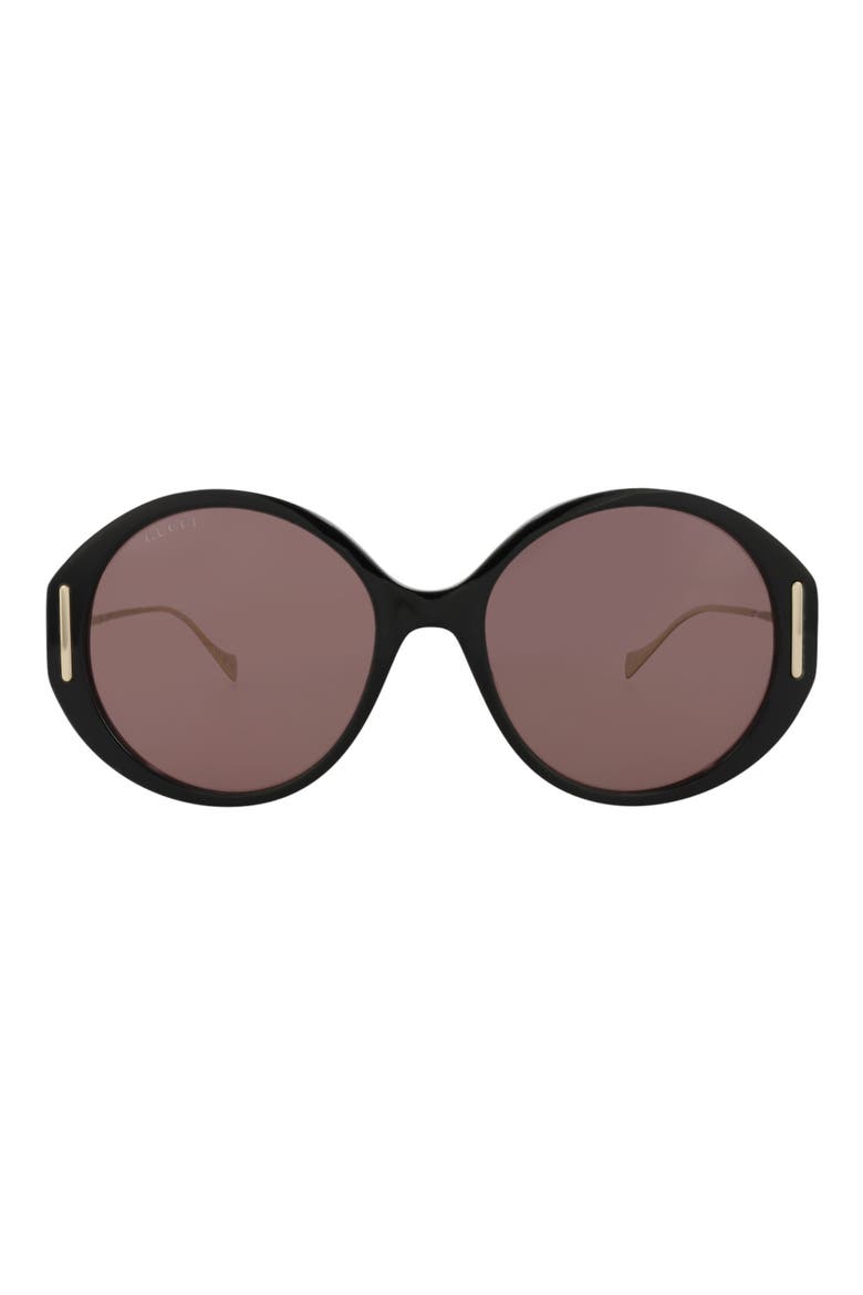 57mm Novelty Round Sunglasses, Main, color, BLACK GOLD BROWN
