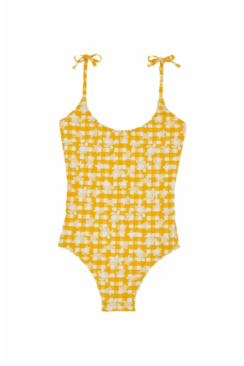 Kids' Turtles Vichy One-Piece Swimsuit, Main, color, MANGUE