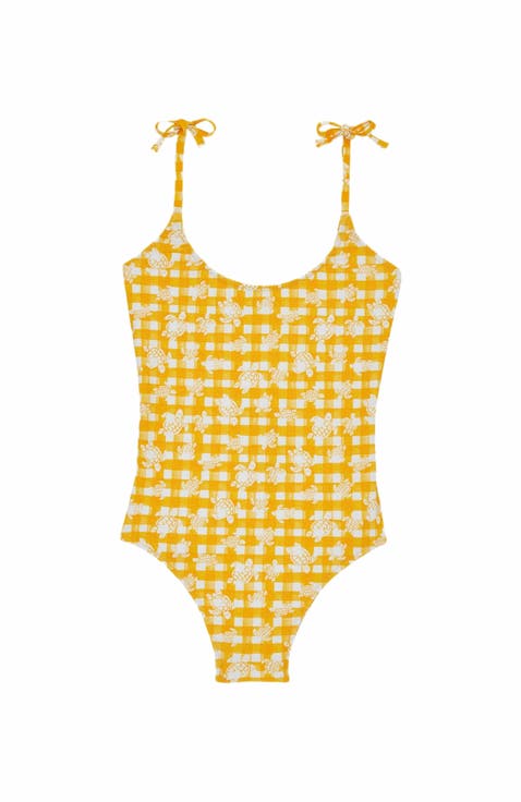 Kids' Turtles Vichy One-Piece Swimsuit