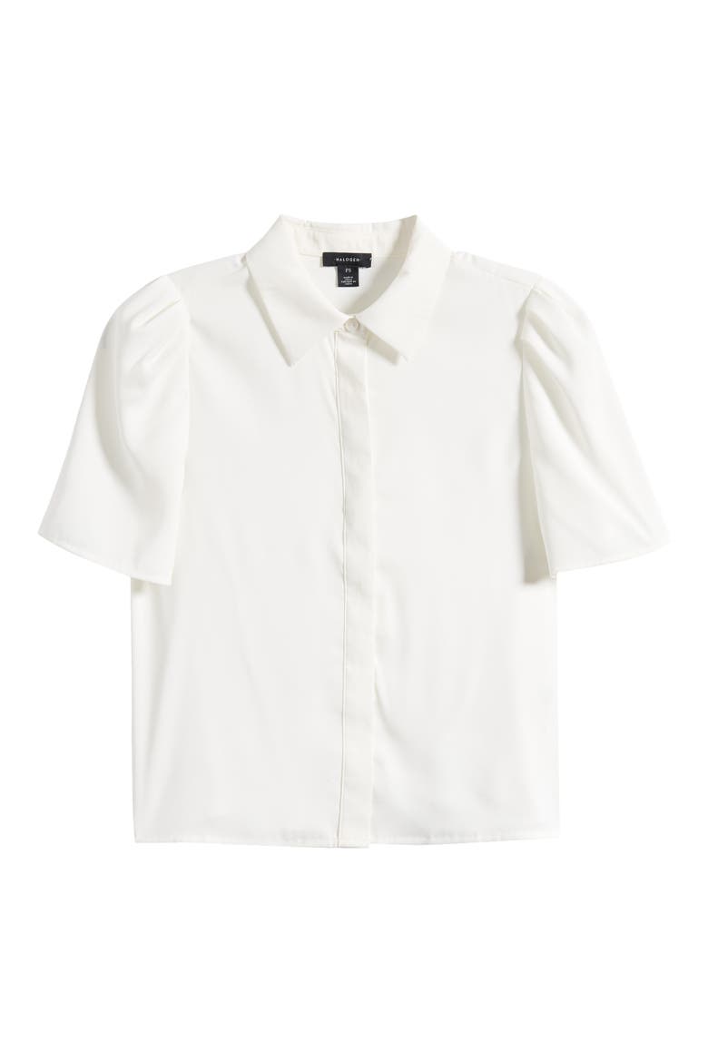 Puff Sleeve Button-Up Top, Alternate, color, NEW IVORY