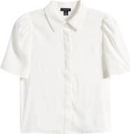 Halogen® Puff Sleeve Button-Up Top