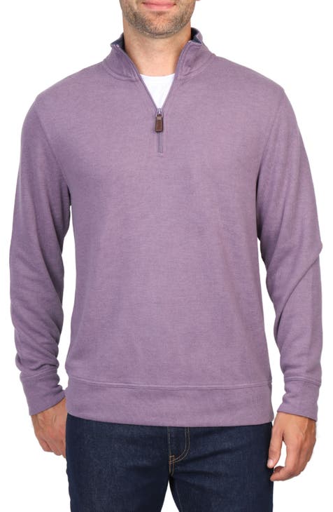 Nordstrom Mens Shop Sweater L Purple Gaia Heather Stripe NEW sale 100% Cotton Crew