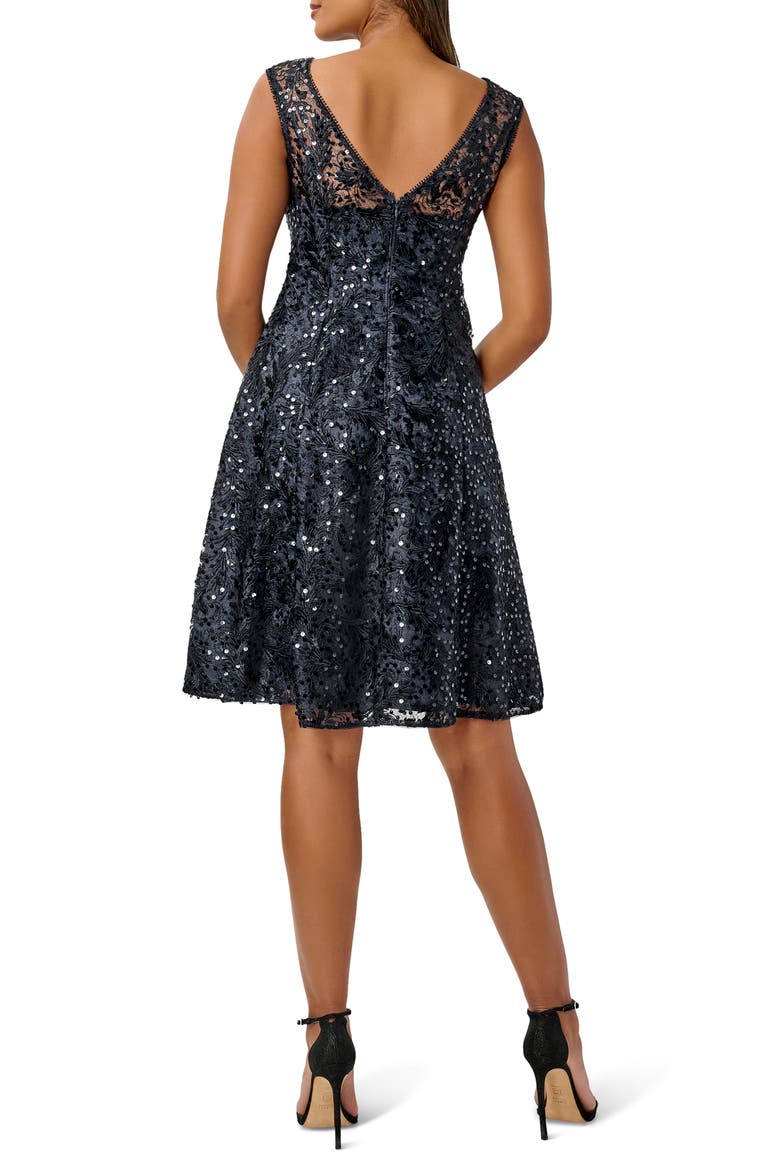 Embroidered Lace Cocktail Dress, Alternate, color, MIDNIGHT