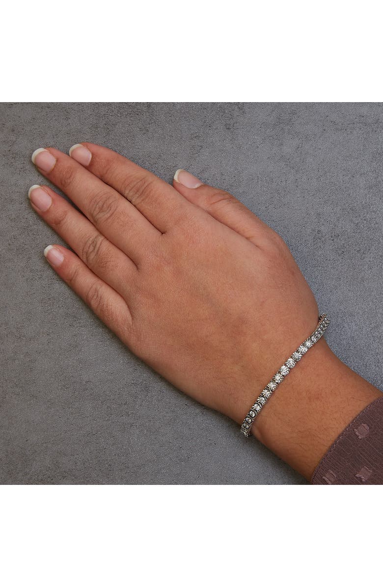 Haus of Brilliance Silver 3.0 Cttw Diamond Illusion-Set Miracle Plate Tennis Bracelet, Alternate, color, White