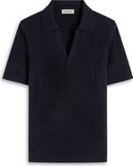 Bugatchi Johnny Collar Leaf Jacquard Cotton Polo Sweater