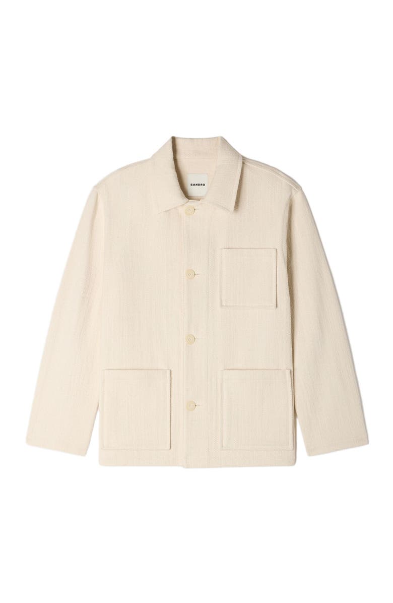 SANDRO Cotton worker jacket, Alternate, color, Ecru