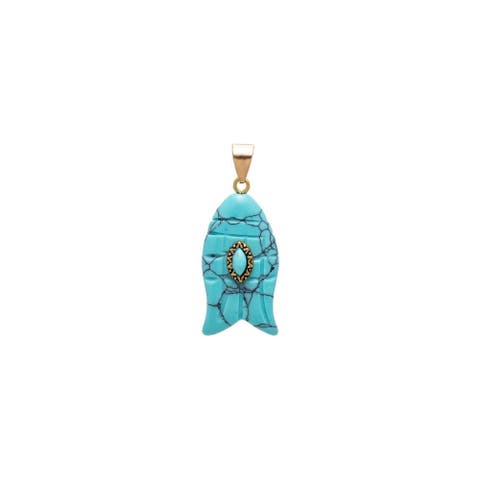 Turquoise Marquise Natural Stone Fish Pendant