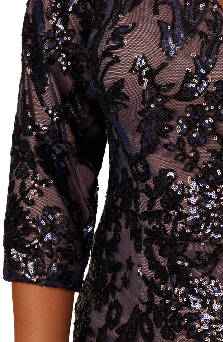 Adrianna Papell Sequin V-Neck Sheath Cocktail Dress, Alternate, color, 