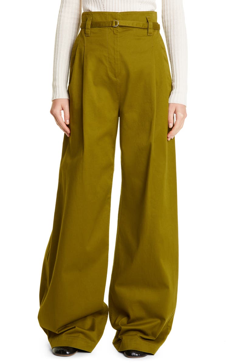 Proenza Schouler White Label Belted High Waist Twill Wide Leg Pants, Main, color, 