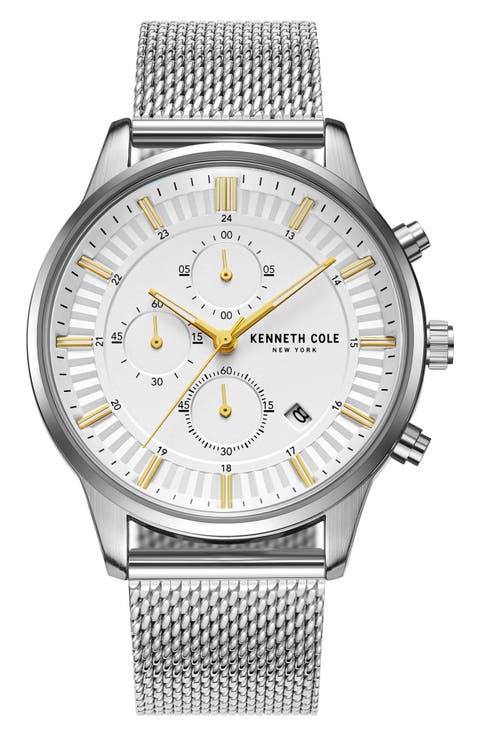 Men's Chronograph Mesh Strap Bracelet Watch, 45mm