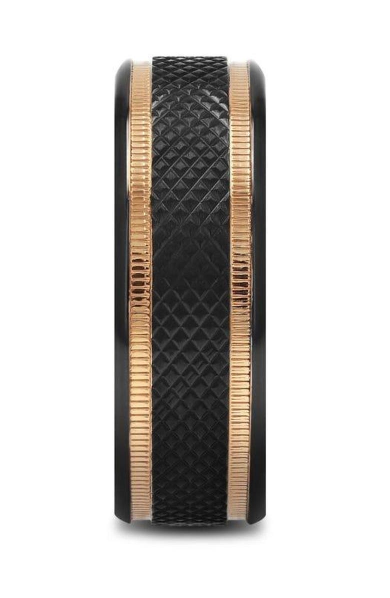 Larson Jewelers Baroque Titanium Diamond Pattern Wedding Ring, Alternate, color, Black / Gold