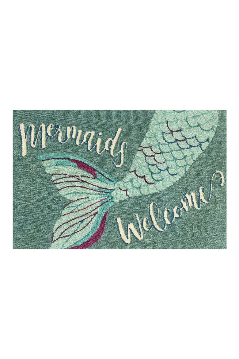 Mermaids Welcome Doormat, Main, color, AQUA