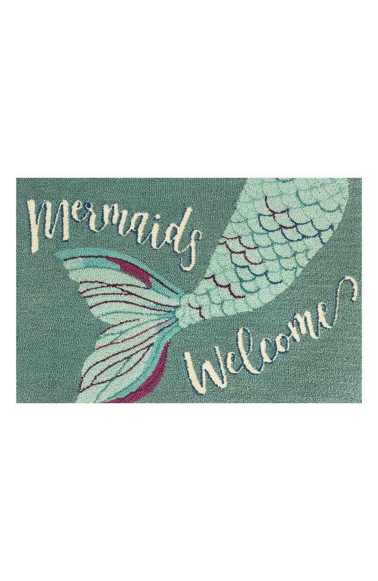 R16 HOME Mermaids Welcome Doormat, Main, color, Aqua