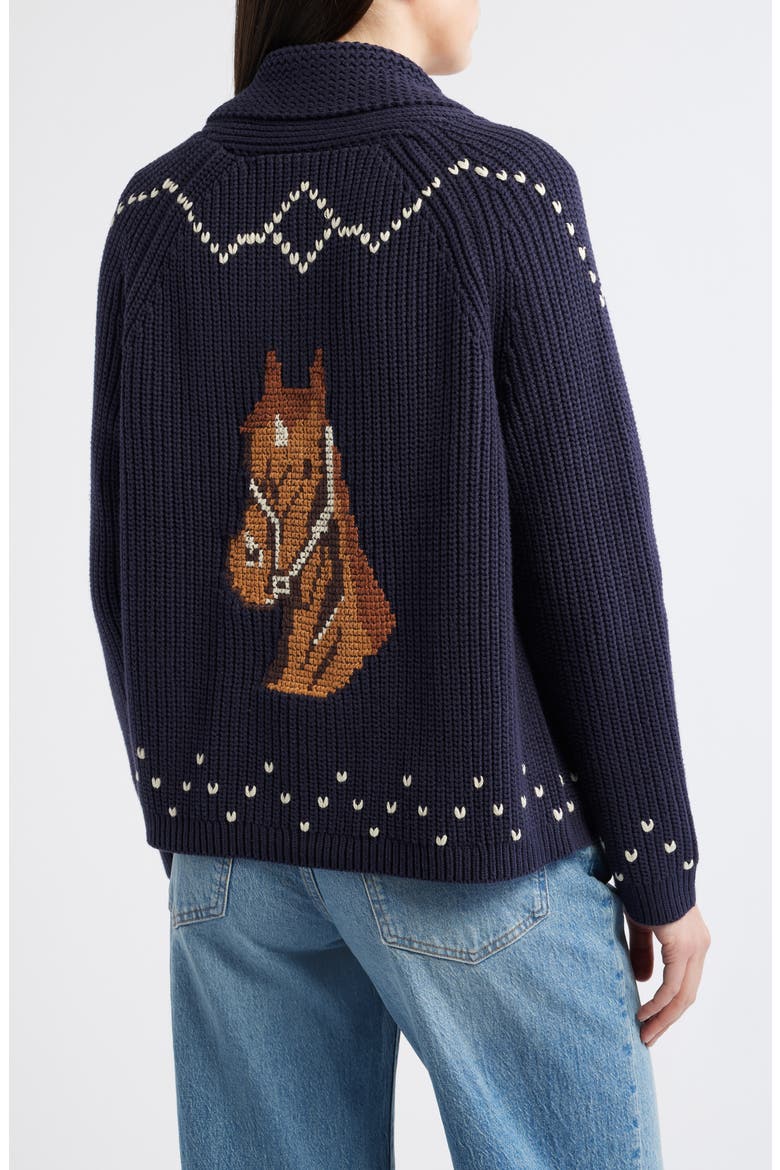 The Horse Lodge Cotton Blend Cardigan, Alternate, color, NAVY