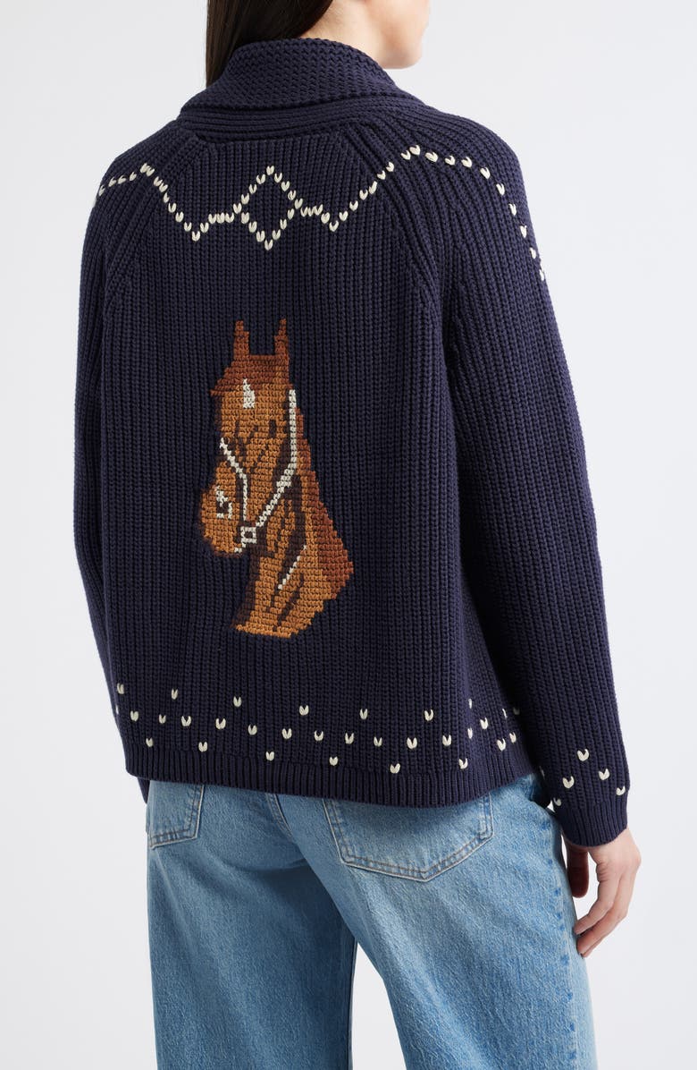 THE GREAT. The Horse Lodge Cotton Blend Cardigan, Alternate, color, Navy
