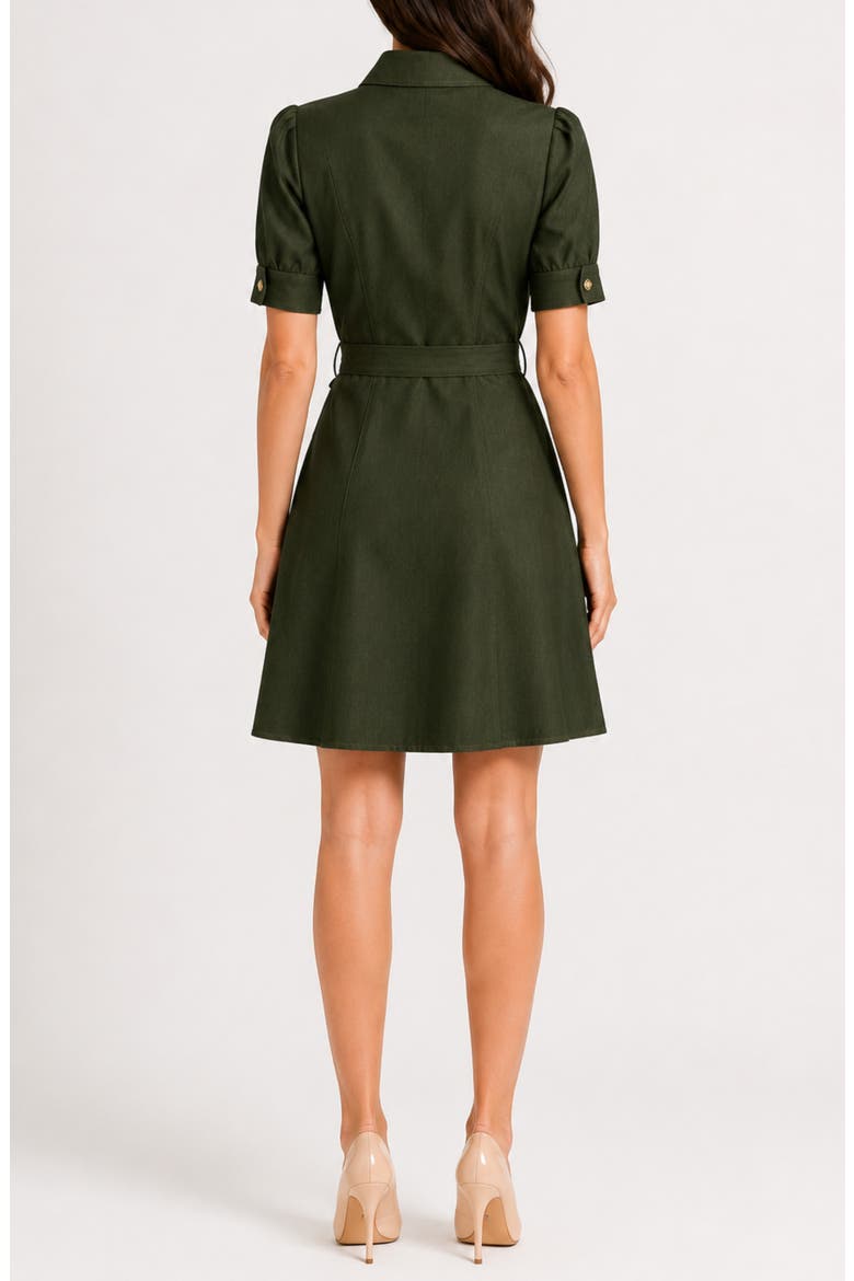 Denim Short Sleeve Shirtdress, Alternate, color, DISTRESSED OLIVE