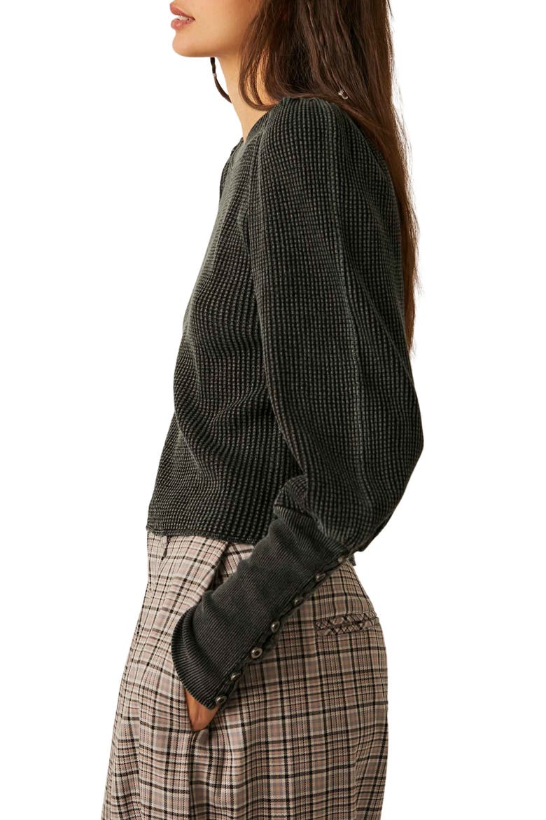 Wesley Balloon Sleeve Thermal Top, Alternate, color, WASHED BLACK