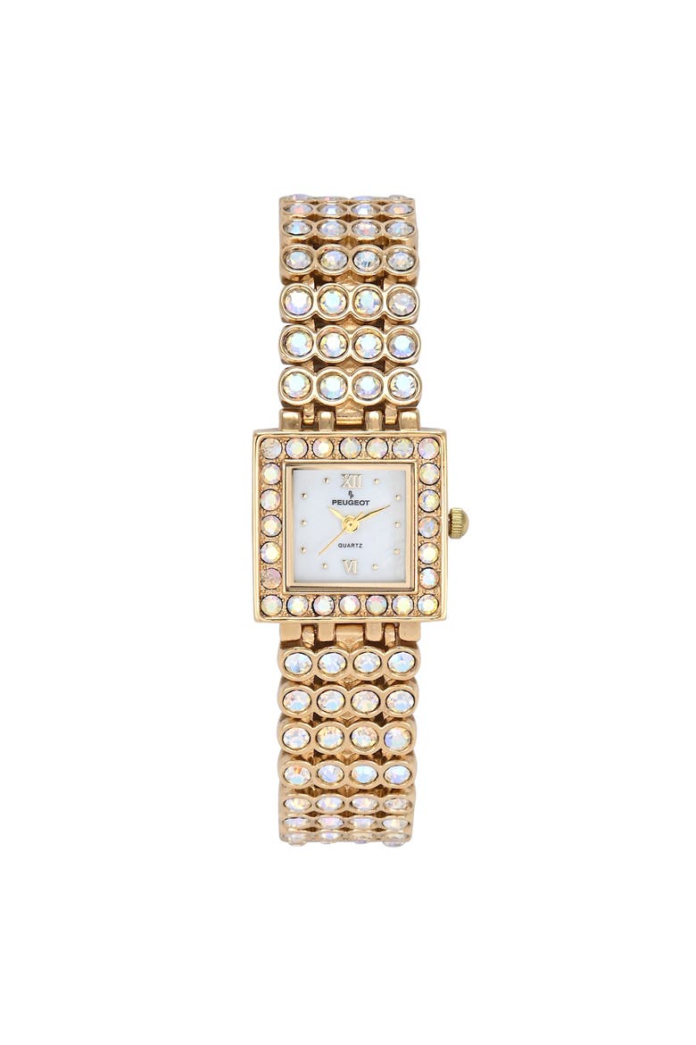 Jeweled Swarovski Strands Bracelet Watch- 22MM, Main, color, Gold