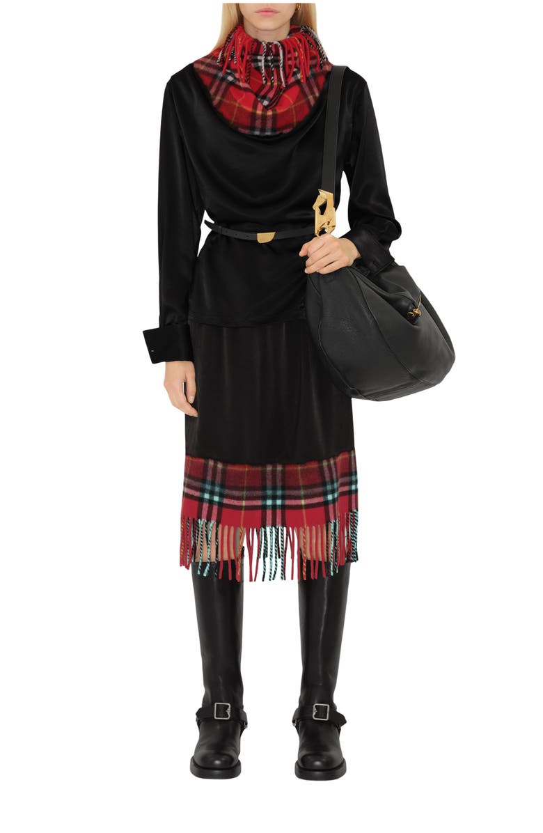 Burberry Satin and Check Scarf Top, Main, color, 
